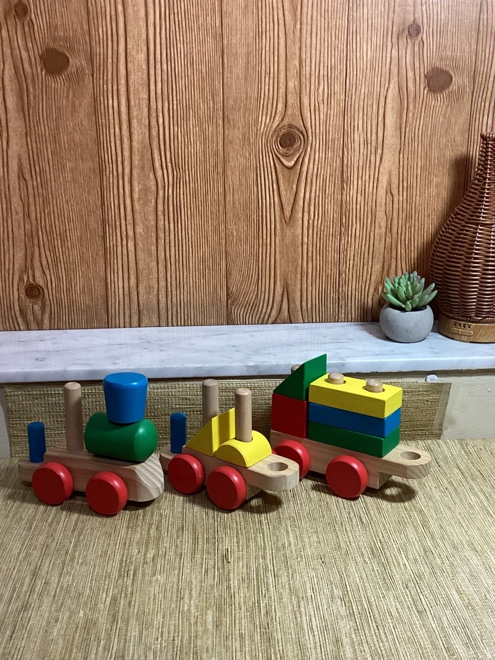 Wooden Colorful Toy Train Set - Multicolor